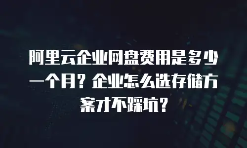 阿里云企业网盘费用是多少一个月？企业怎么选存储方案才不踩坑？
