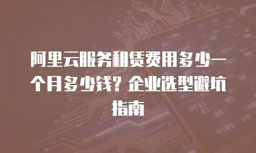 阿里云服务租赁费用多少一个月多少钱？企业选型避坑指南
