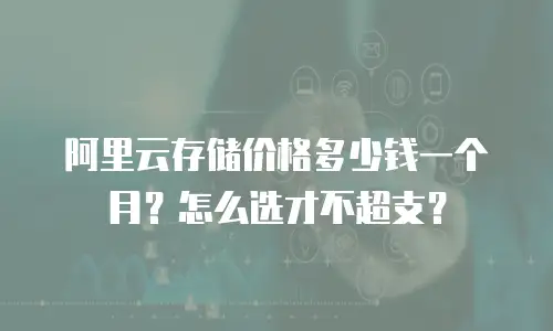阿里云存储价格多少钱一个月？怎么选才不超支？
