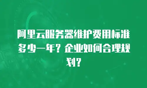 阿里云服务器维护费用标准多少一年？企业如何合理规划？