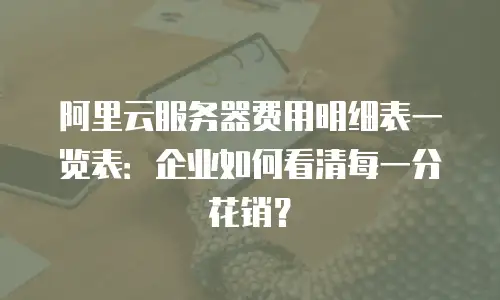 阿里云服务器费用明细表一览表：企业如何看清每一分花销？