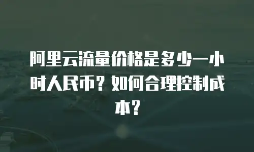 阿里云流量价格是多少一小时人民币？如何合理控制成本？