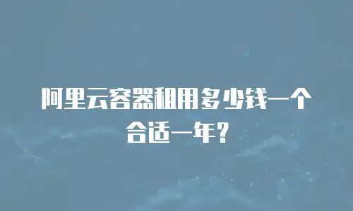 阿里云容器租用多少钱一个合适一年？