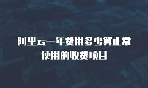 阿里云一年费用多少算正常使用的收费项目