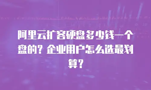 阿里云扩容硬盘多少钱一个盘的？企业用户怎么选最划算？