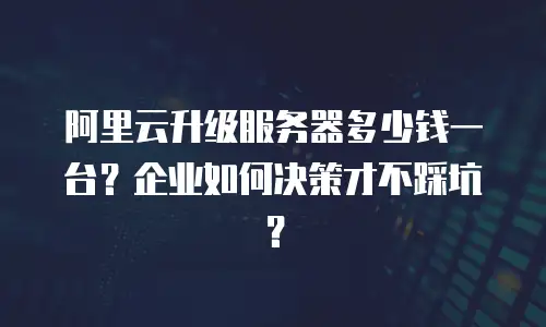 阿里云升级服务器多少钱一台？企业如何决策才不踩坑？