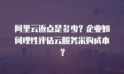 阿里云返点是多少？企业如何理性评估云服务采购成本？