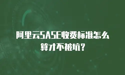 阿里云SASE收费标准怎么算才不被坑？