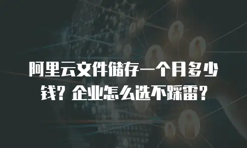 阿里云文件储存一个月多少钱？企业怎么选不踩雷？