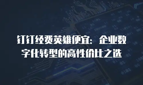 钉钉经费英雄便宜：企业数字化转型的高性价比之选