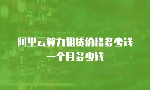 阿里云算力租赁价格多少钱一个月多少钱