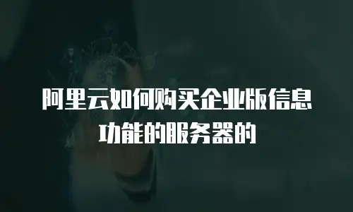 阿里云如何购买企业版信息功能的服务器的
