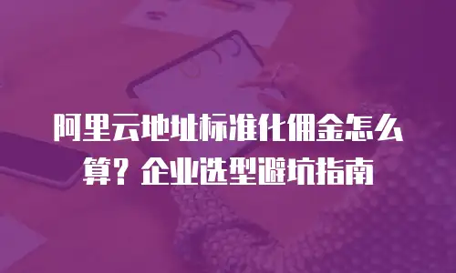 阿里云地址标准化佣金怎么算？企业选型避坑指南