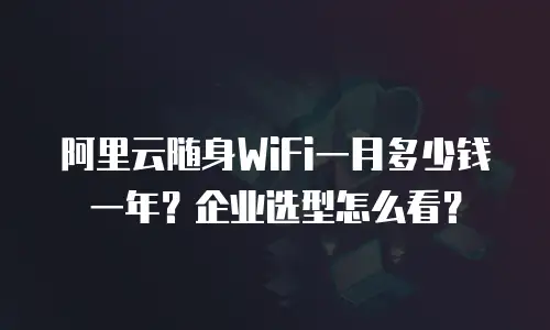 阿里云随身WiFi一月多少钱一年？企业选型怎么看？