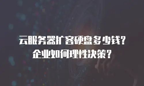 云服务器扩容硬盘多少钱？企业如何理性决策？