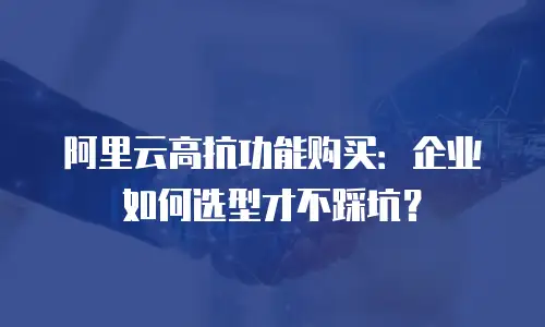 阿里云高抗功能购买：企业如何选型才不踩坑？