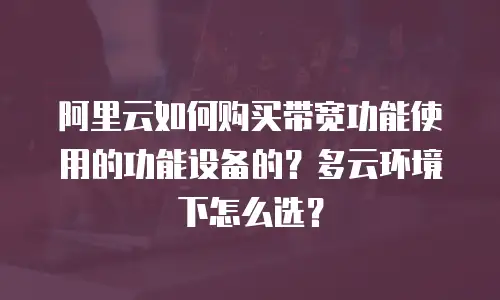 阿里云如何购买带宽功能使用的功能设备的？多云环境下怎么选？