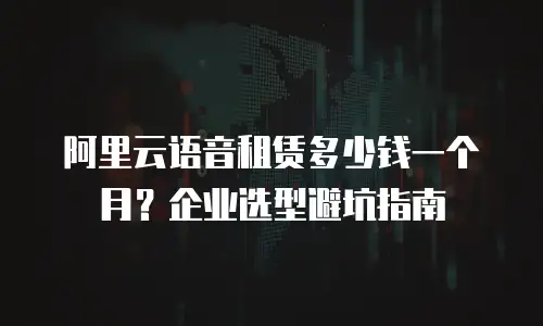 阿里云语音租赁多少钱一个月？企业选型避坑指南