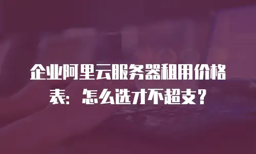 企业阿里云服务器租用价格表：怎么选才不超支？