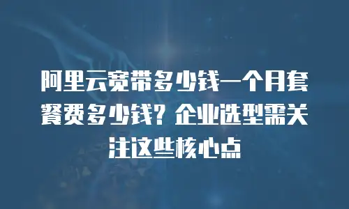 阿里云宽带多少钱一个月套餐费多少钱？企业选型需关注这些核心点