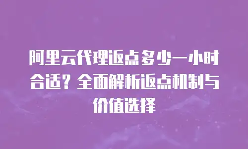 阿里云代理返点多少一小时合适？全面解析返点机制与价值选择