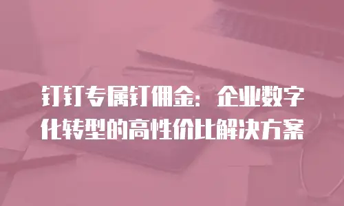 钉钉专属钉佣金：企业数字化转型的高性价比解决方案