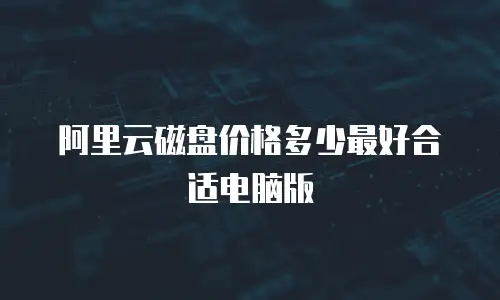 阿里云磁盘价格多少最好合适电脑版