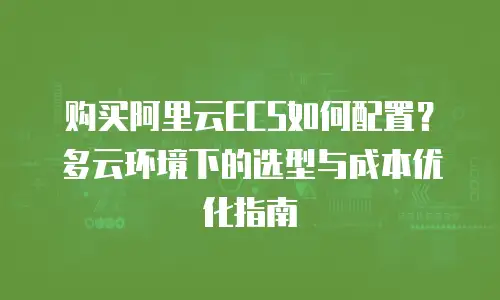 购买阿里云ECS如何配置？多云环境下的选型与成本优化指南