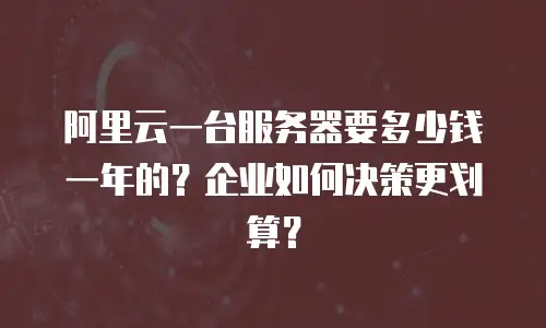 阿里云一台服务器要多少钱一年的？企业如何决策更划算？