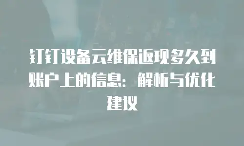 钉钉设备云维保返现多久到账户上的信息：解析与优化建议