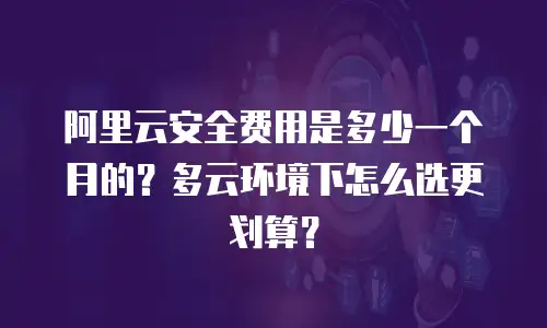阿里云安全费用是多少一个月的？多云环境下怎么选更划算？