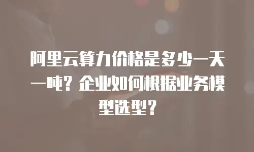 阿里云算力价格是多少一天一吨？企业如何根据业务模型选型？