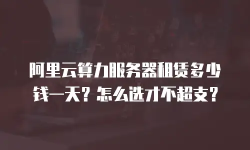 阿里云算力服务器租赁多少钱一天？怎么选才不超支？