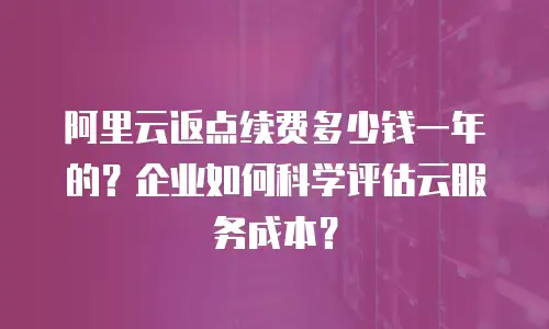 阿里云返点续费多少钱一年的？企业如何科学评估云服务成本？