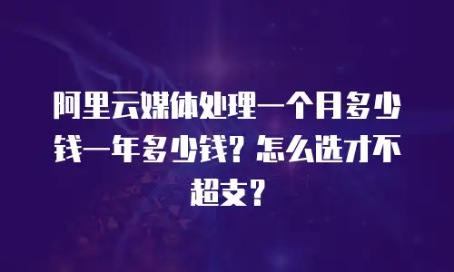 阿里云媒体处理一个月多少钱一年多少钱？怎么选才不超支？