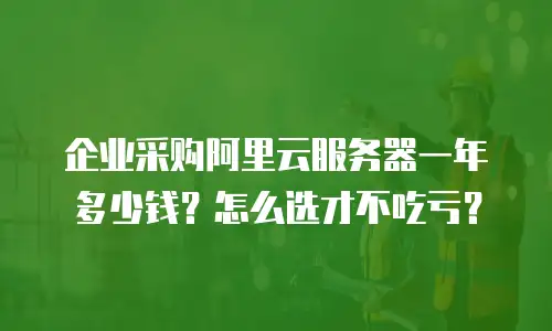 企业采购阿里云服务器一年多少钱？怎么选才不吃亏？