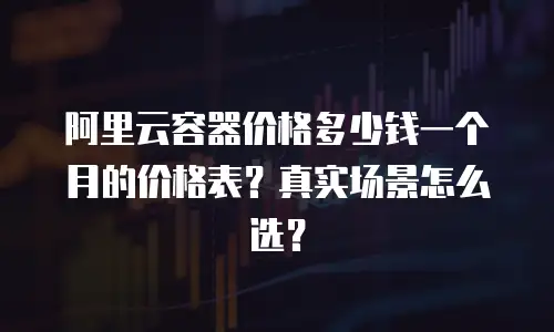 阿里云容器价格多少钱一个月的价格表？真实场景怎么选？