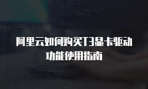 阿里云如何购买T3显卡驱动功能使用指南