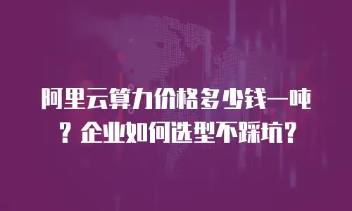 阿里云算力价格多少钱一吨？企业如何选型不踩坑？