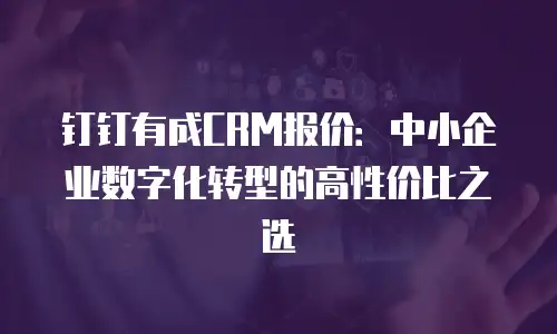 钉钉有成CRM报价：中小企业数字化转型的高性价比之选