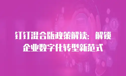 钉钉混合版政策解读：解锁企业数字化转型新范式