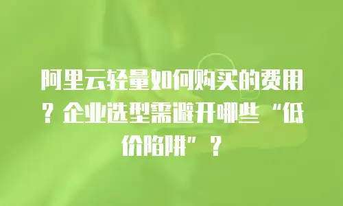 阿里云轻量如何购买的费用？企业选型需避开哪些“低价陷阱”？
