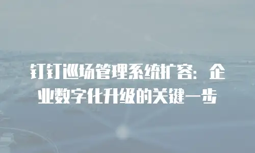 钉钉巡场管理系统扩容：企业数字化升级的关键一步