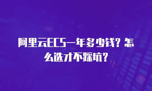 阿里云ECS一年多少钱？怎么选才不踩坑？