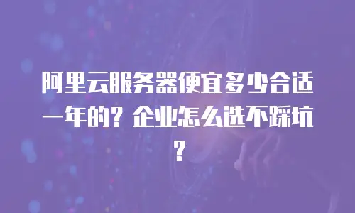 阿里云服务器便宜多少合适一年的？企业怎么选不踩坑？