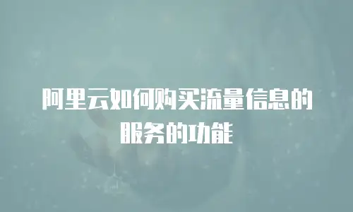 阿里云如何购买流量信息的服务的功能