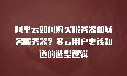 阿里云如何购买服务器和域名服务器？多云用户更该知道的选型逻辑