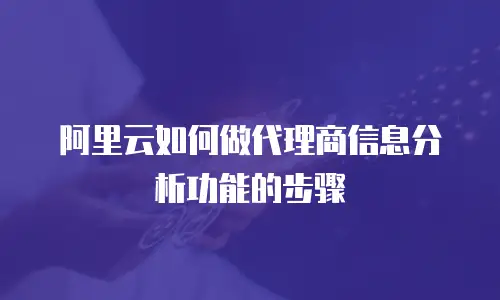 阿里云如何做代理商信息分析功能的步骤