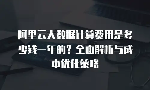 阿里云大数据计算费用是多少钱一年的？全面解析与成本优化策略