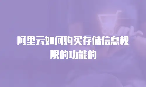 阿里云如何购买存储信息权限的功能的